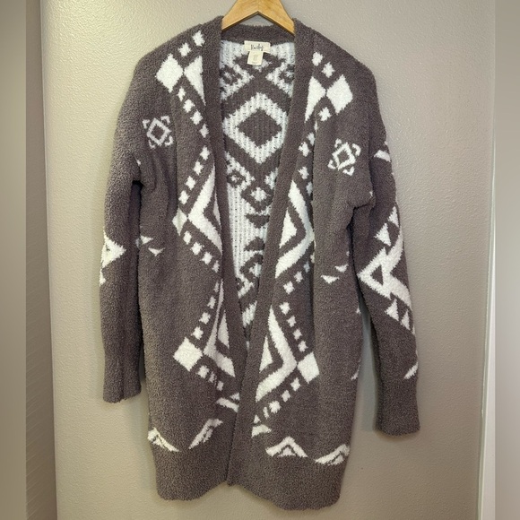 Kaisley Cozy Aztec Print Long Open Front Cardigan Sweater - Picture 1 of 2